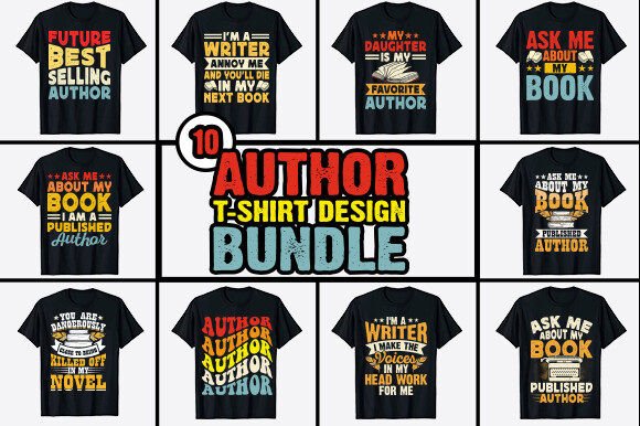 Book Writer Author T-shirt Design Bundle: A Creative Resource for Merchandise and Apparel Businesses