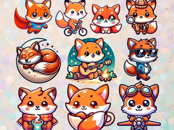 Cute Kawaii Fox Clipart: A Whimsical Addition to Your Creative Projects