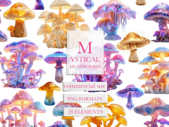 Watercolor Mushroom Clipart and Neon Clipart: A Creative Resource for Designers